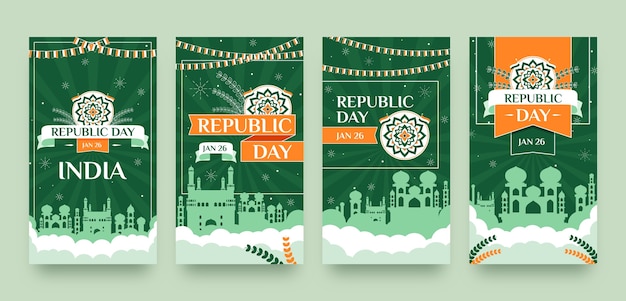 Flat instagram stories collection for indian republic day holiday