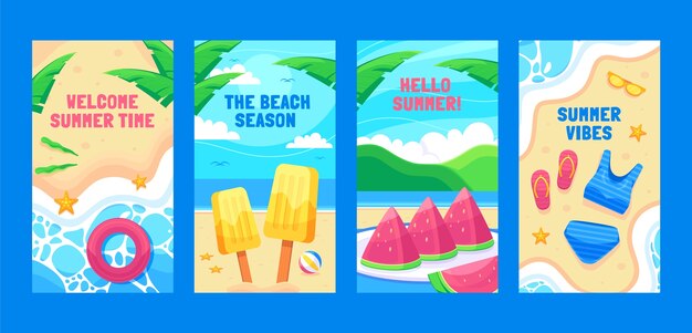 Flat instagram stories collection for summer season