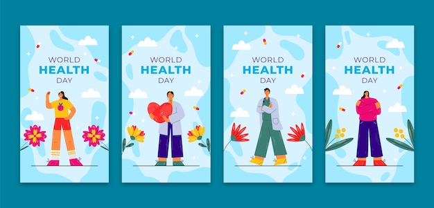 Vector flat instagram stories collection for world health day celebration