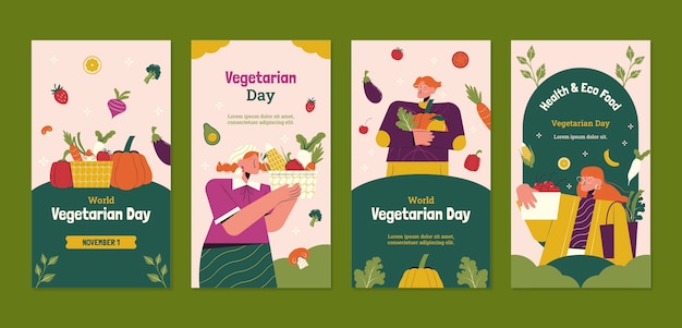 flat instagram stories collection for world vegetarian day