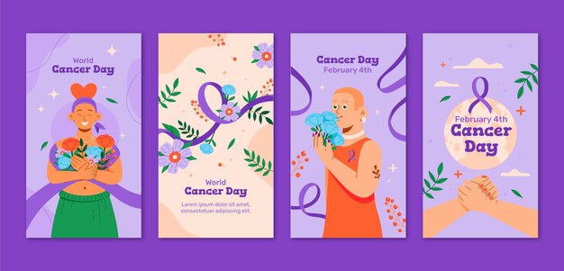 Flat instagram verhalen verzameling voor wereldkankerdag