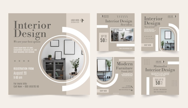 flat interior design and home decor instagram posts collection