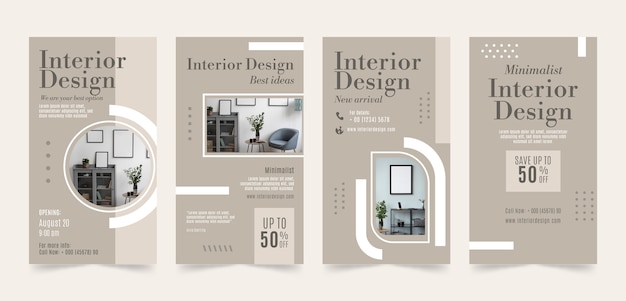 Flat interior design and home decor instagram stories collection