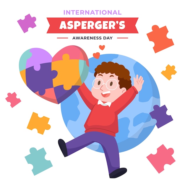 Flat international asperger day illustration