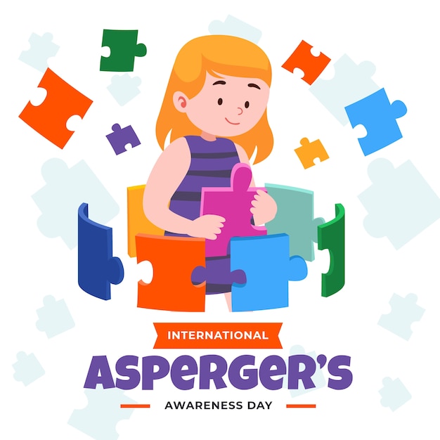 Vector flat international asperger day illustration