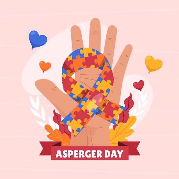 Vector flat international asperger day illustration