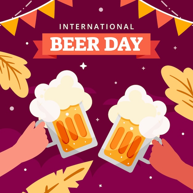 Flat international beer day illustration