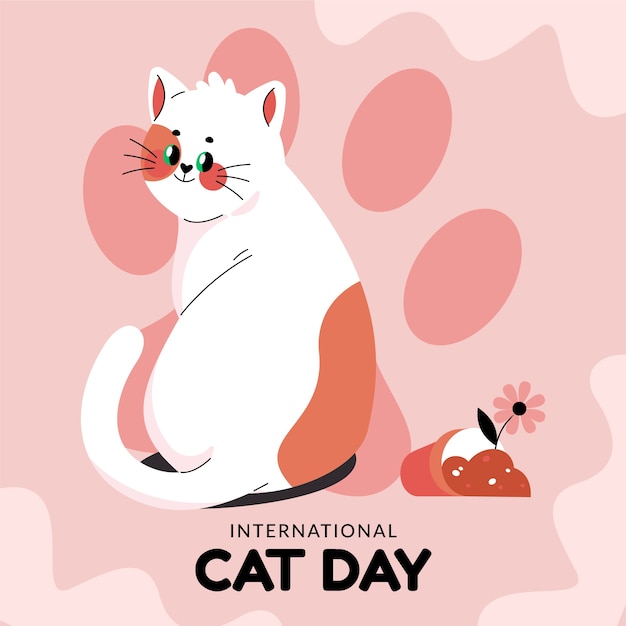 Vector flat international cat day illustration