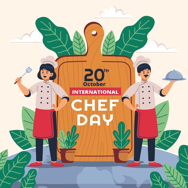 Flat international chefs day illustration