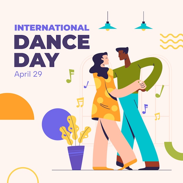 Flat international dance day illustration