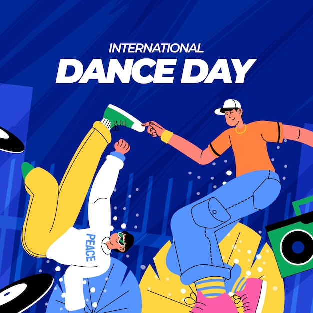 Flat international dance day illustration