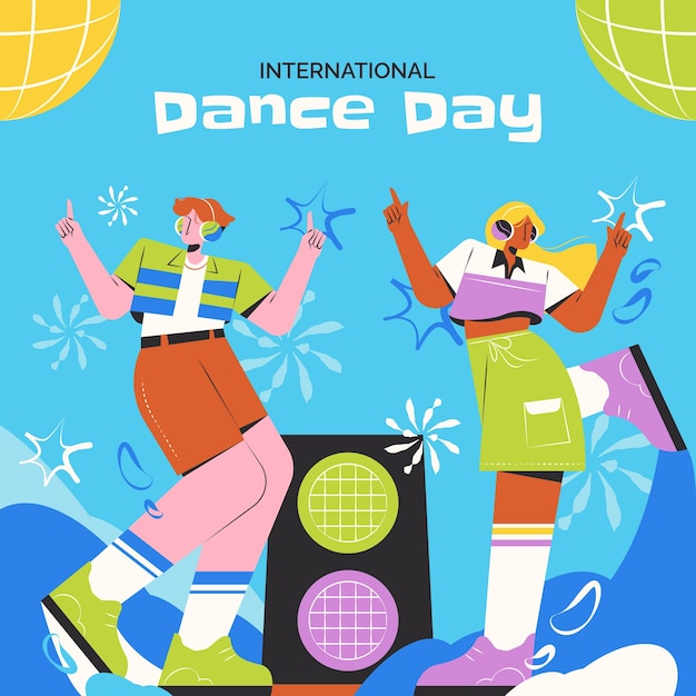 Flat international dance day illustration