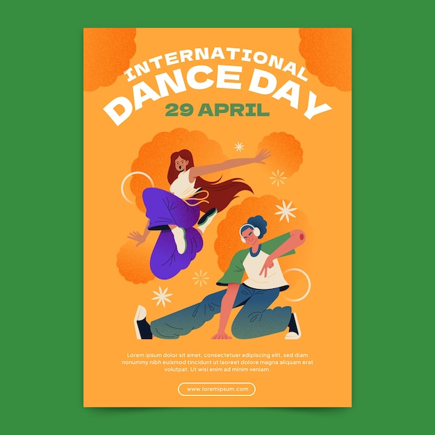 Vector flat international dance day vertical poster template