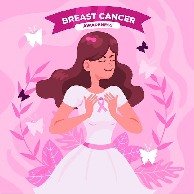 Flat international day against breast cancer illustration