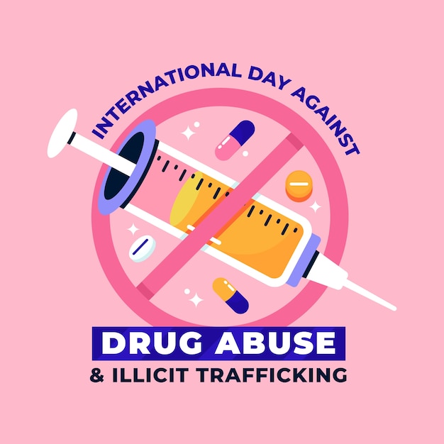 Vector flat international day against drug abuse and illicit trafficking illustration