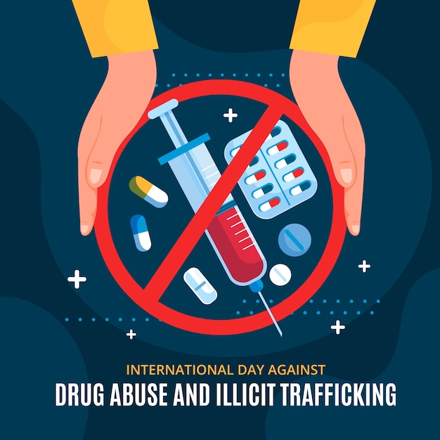 Vector flat international day against drug abuse and illicit trafficking illustration