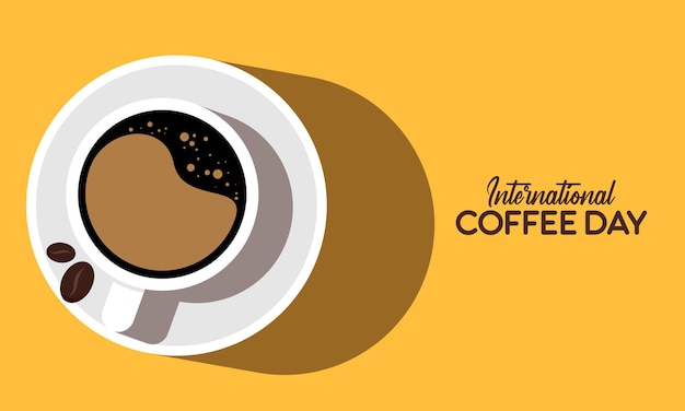 Concetto di sfondo piatto per la giornata internazionale del caffè