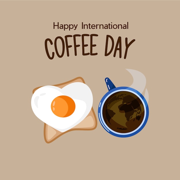 Flat International day of coffee with egg