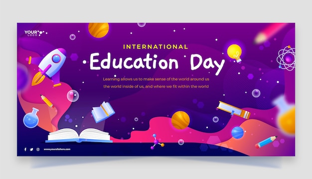 Vector flat international day of education horizontal banner template