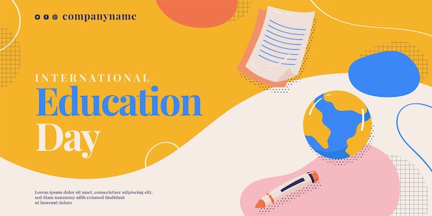 Vector flat international day of education horizontal banner template