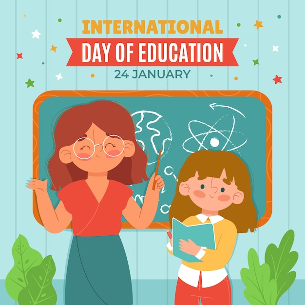 Flat international day of education illustration