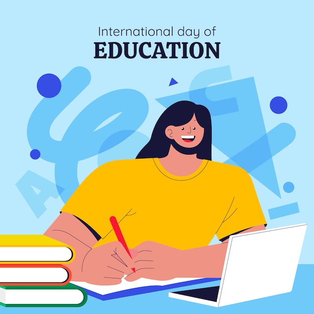 flat international day of education illustration