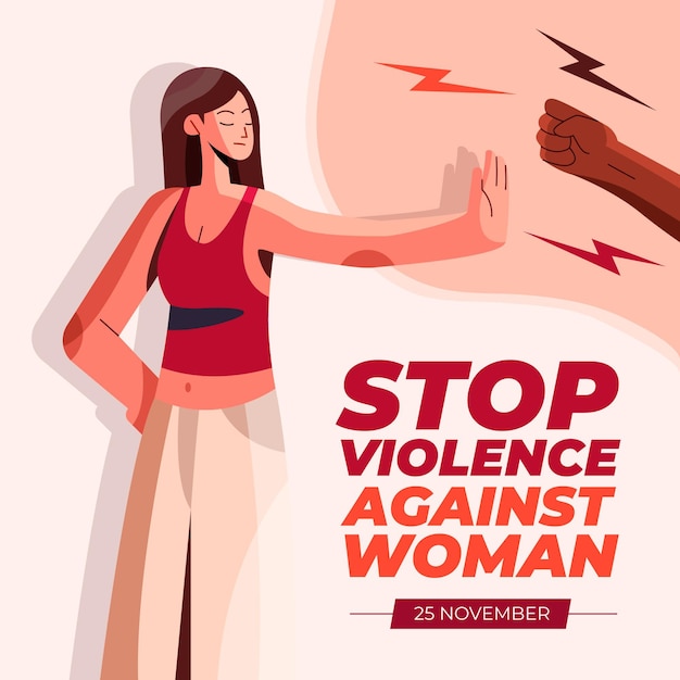 Vector flat international day for the elimination of violence against women illustration