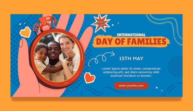 flat international day of families horizontal banner template
