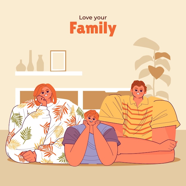 Vector flat international day of families illustration