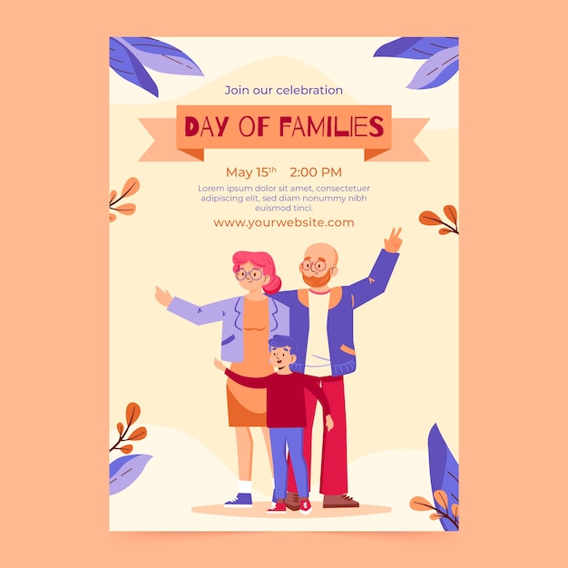 Vector flat international day of families vertical poster template