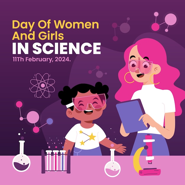 Vector flat international day of women and girls in science illustration