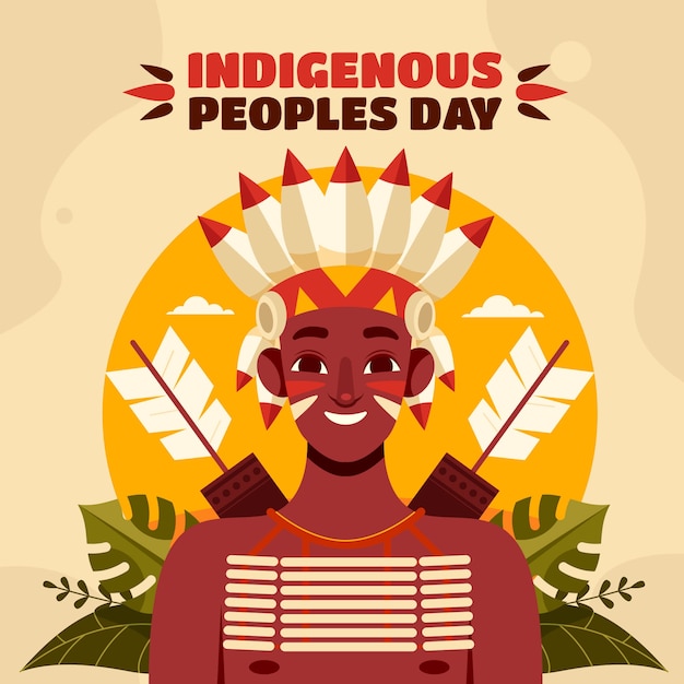 Vettore giornata internazionale piatta dell'illustrazione dei popoli indigeni del mondo
