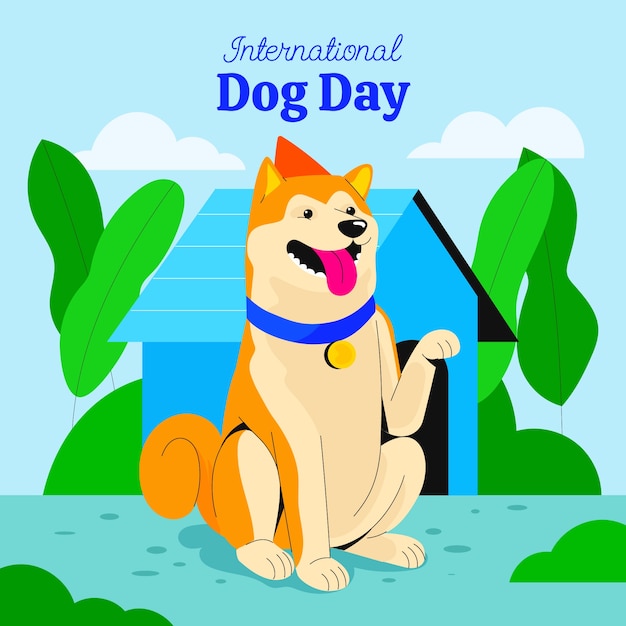 Flat international dog day illustration