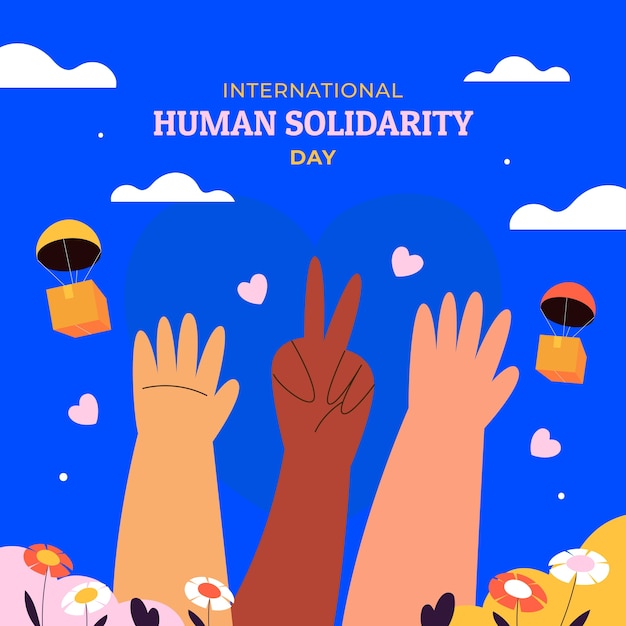 Illustrazione della giornata internazionale della solidarietà umana piatta