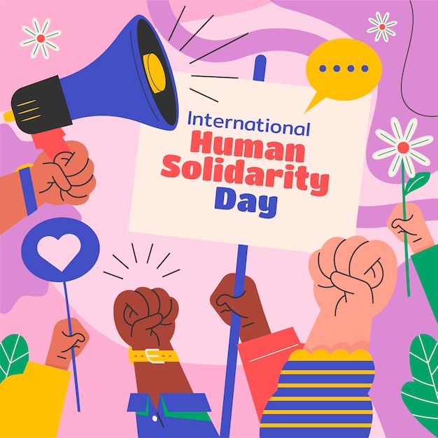 Плоский международный день солидарности людей иллюстрация