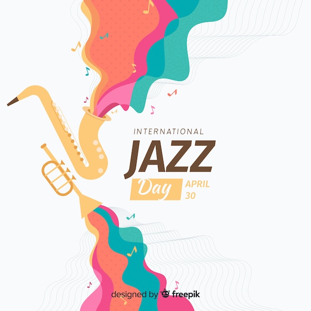 Flat international jazz day background