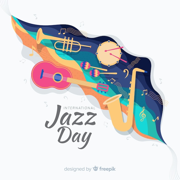 Плоский международный фон джазового дня