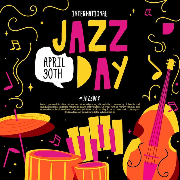 Flat international jazz day illustration