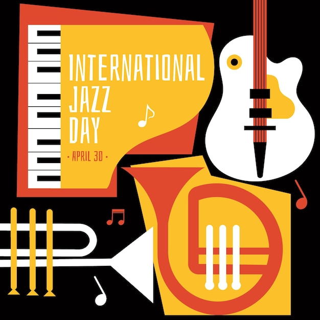 Vettore illustrazione del giorno piatto internazionale del jazz