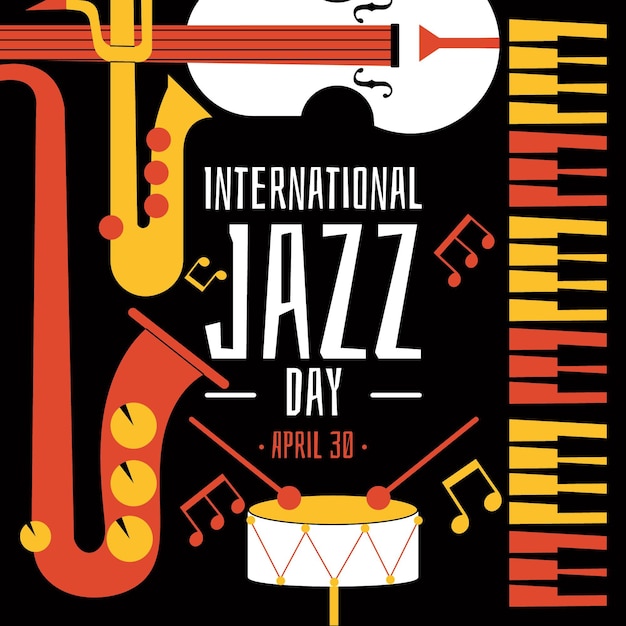 Vettore illustrazione del giorno piatto internazionale del jazz