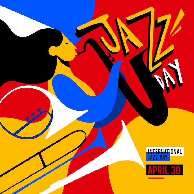 Flat international jazz day illustration