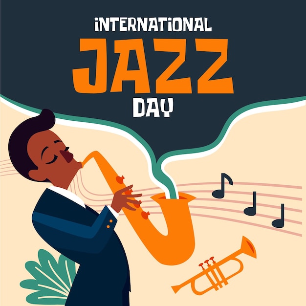 Flat international jazz day illustration