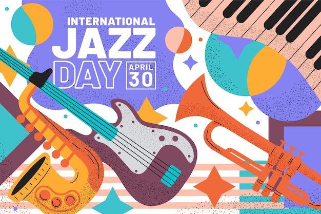 Flat international jazz day illustration