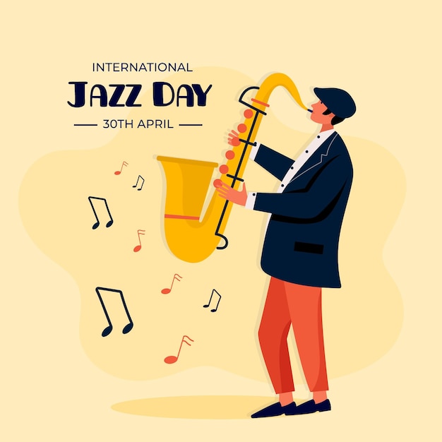 Flat international jazz day illustration