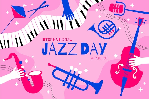 Flat international jazz day illustration