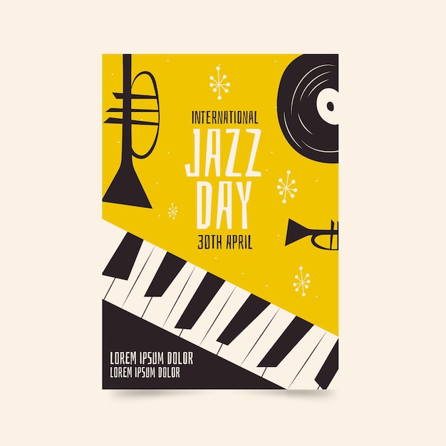 Vettore modello di poster piatto giornata internazionale del jazz