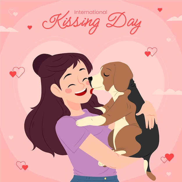 Vector flat international kissing day illustration