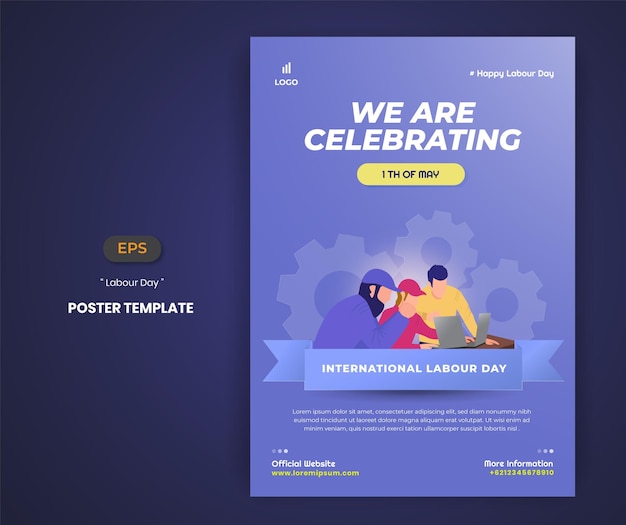 Vector flat international labour day illustration poster and flyer template