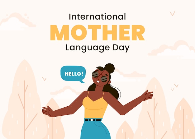 Vettore illustrazione piatta della giornata internazionale della lingua madre