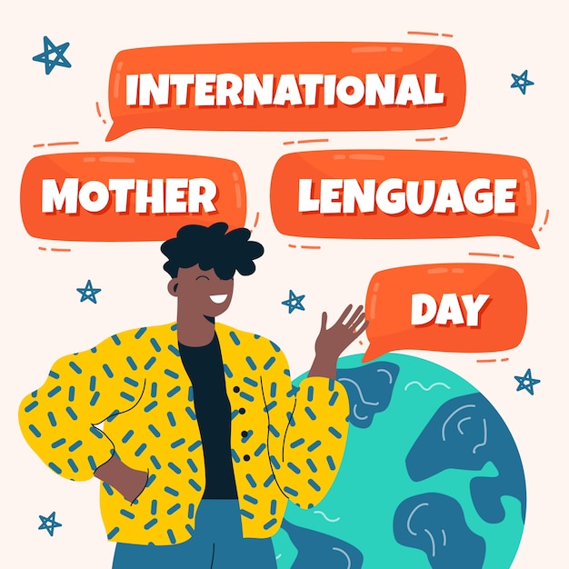 Flat international mother language day illustration